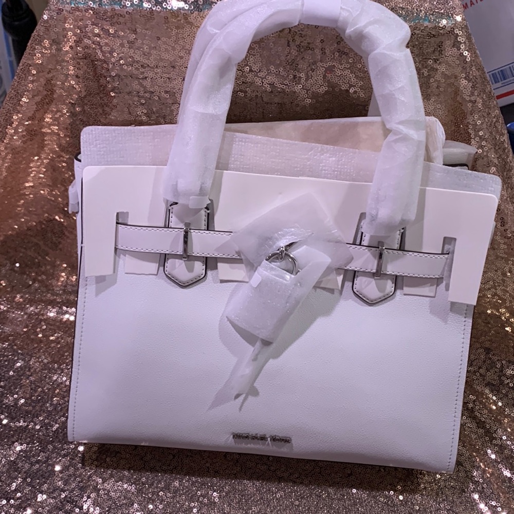 Michael Kors Hamilton medium satchel in optic white NEW